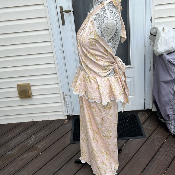 V CHAPMAN LADIES PINK FLOWERS LACE HALTER MIDI DRESS-12-WEDDING-PROM-GORGEOUS! - Picture 6 of 14